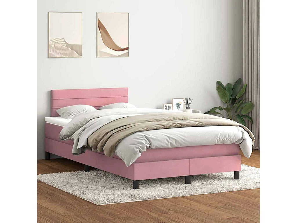 Cama com molas/colchão 120x220 cm veludo rosa