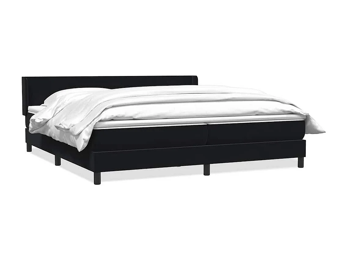 Cama box spring con colchón terciopelo negro 180x210 cm