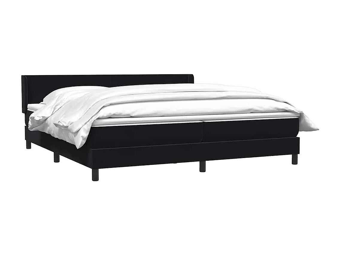 Cama box spring con colchón terciopelo negro 180x210 cm