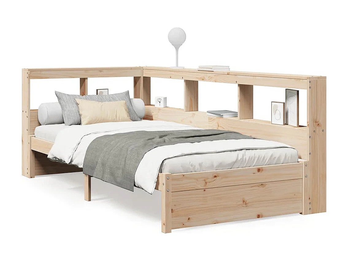 Cama con estantería sin colchón madera maciza de pino 75x190 cm