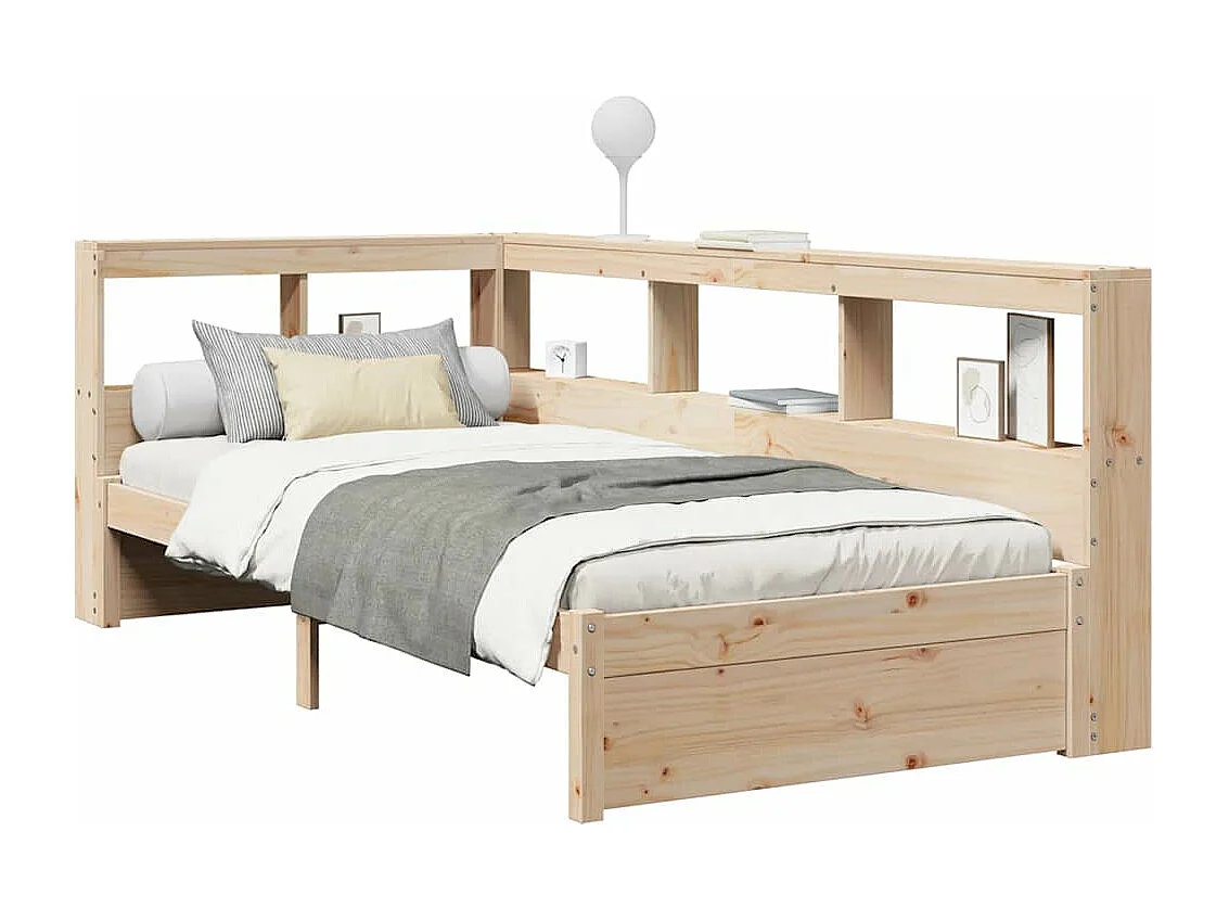 Cama con estantería sin colchón madera maciza de pino 75x190 cm