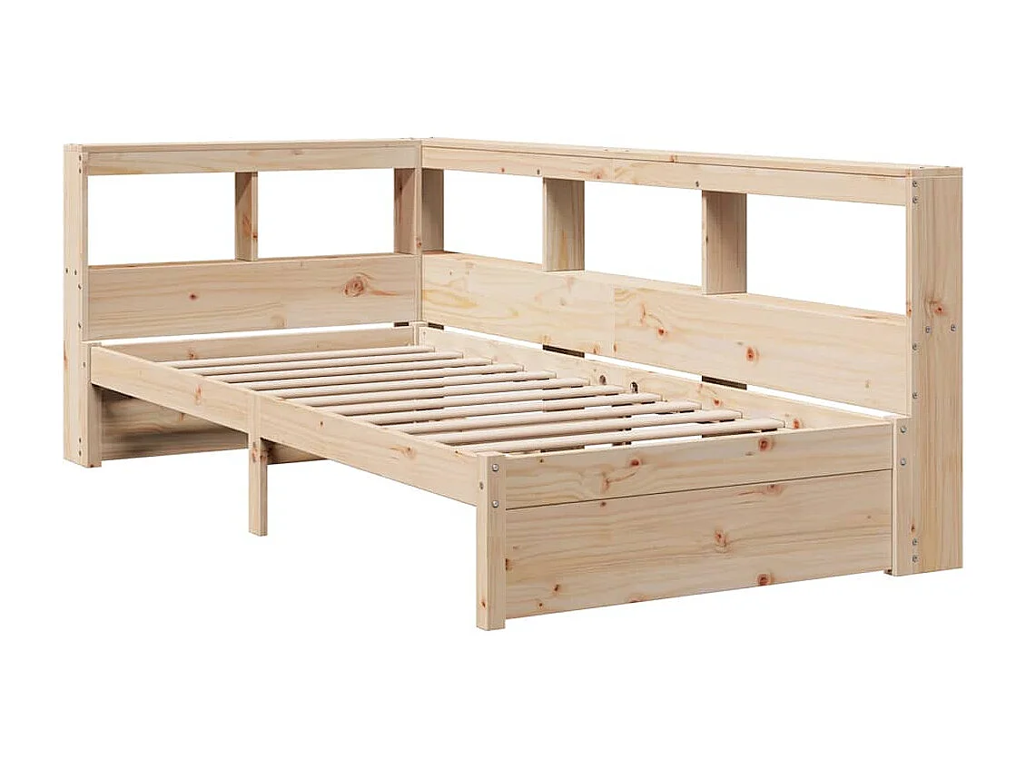 Cama con estantería sin colchón madera maciza de pino 75x190 cm