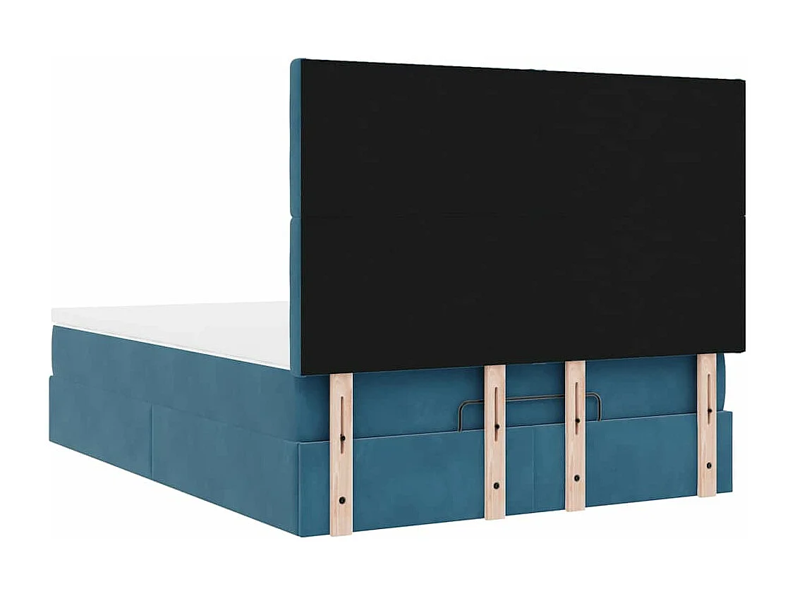 Cadre de lit ottoman avec matelas bleu foncé 140x190 cm velours