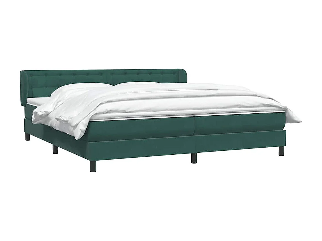 Cama box spring con colchones terciopelo verde oscuro 180x220cm