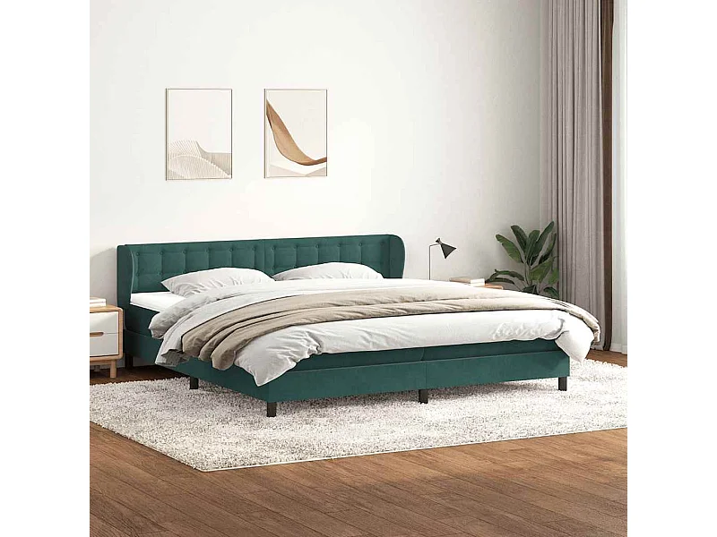 Cama box spring con colchones terciopelo verde oscuro 180x220cm