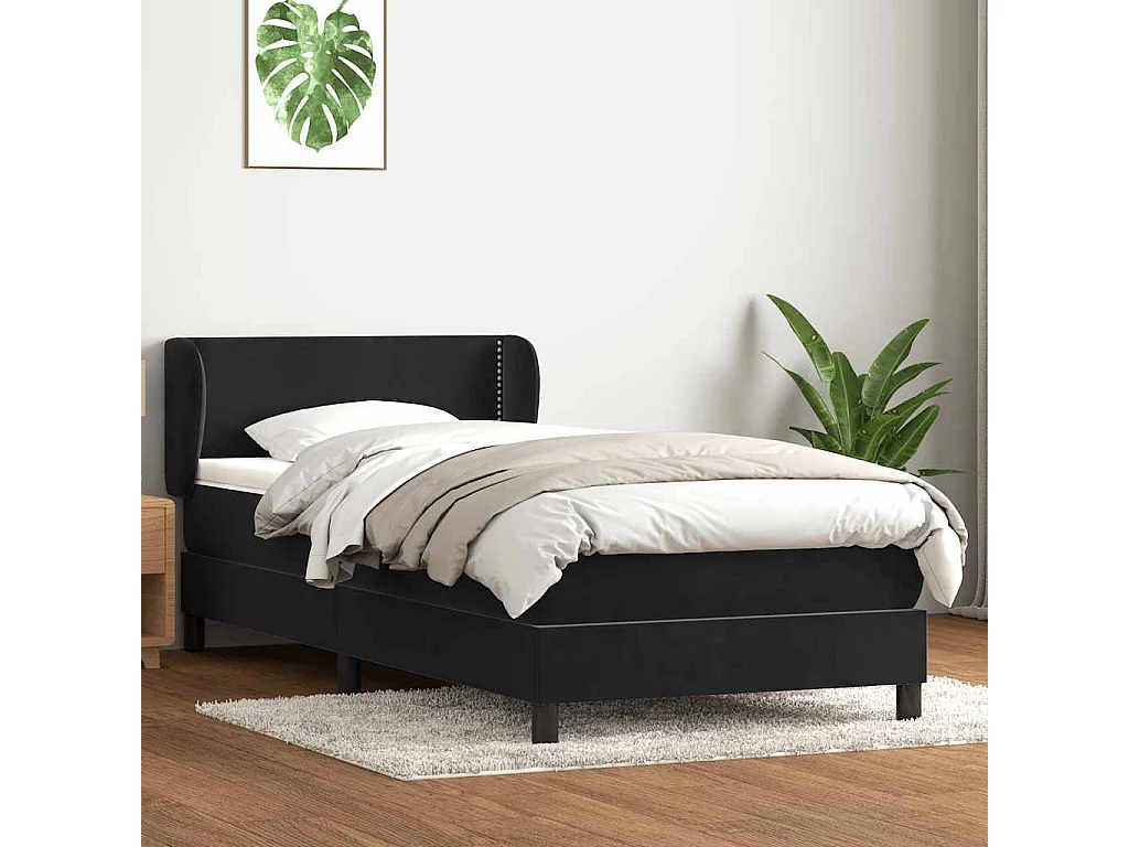 Cama box spring com colchão 90x210 cm veludo preto