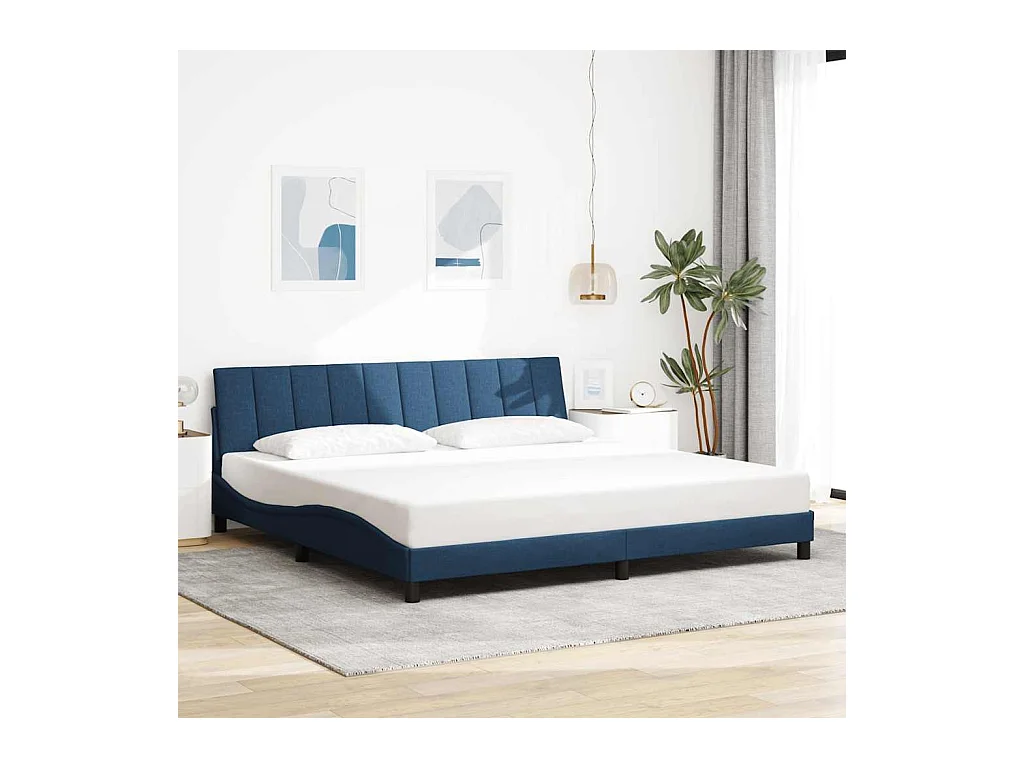 Cadre de lit sans matelas bleu 200x200 cm tissu