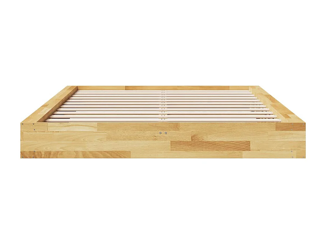 Estructura de cama sin colchón 135x190 cm madera maciza roble