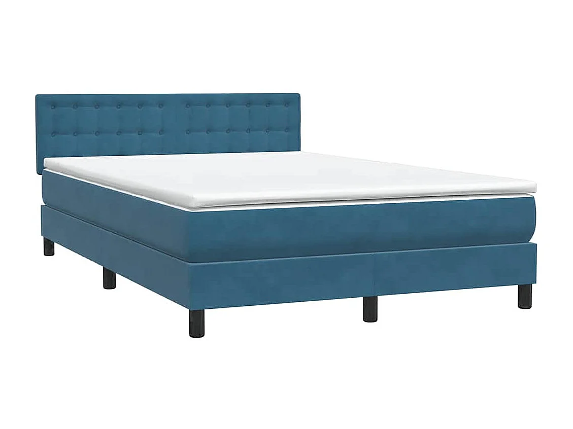 Cama box spring con colchón terciopelo azul oscuro 140x210 cm