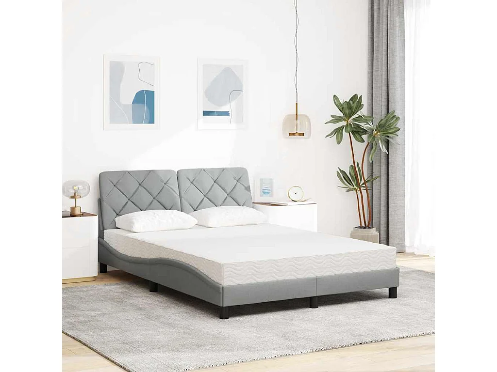 Bed met matras stof lichtgrijs 120x200 cm