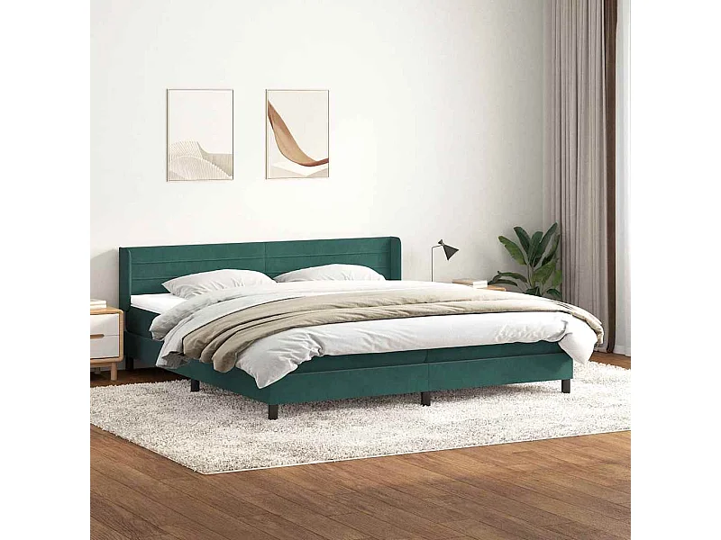 Boxspring met matras fluweel donkergroen 180x210 cm