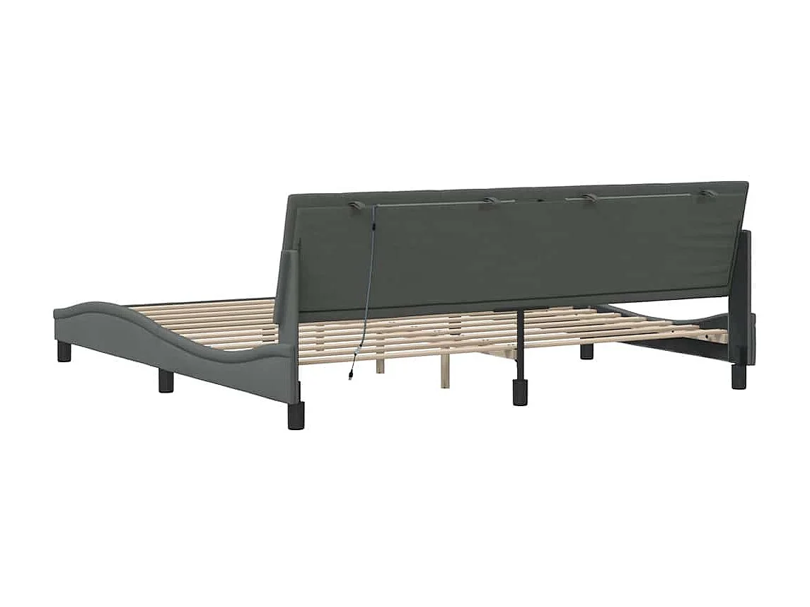 Cadre de lit sans matelas gris foncé 200x200 cm tissu