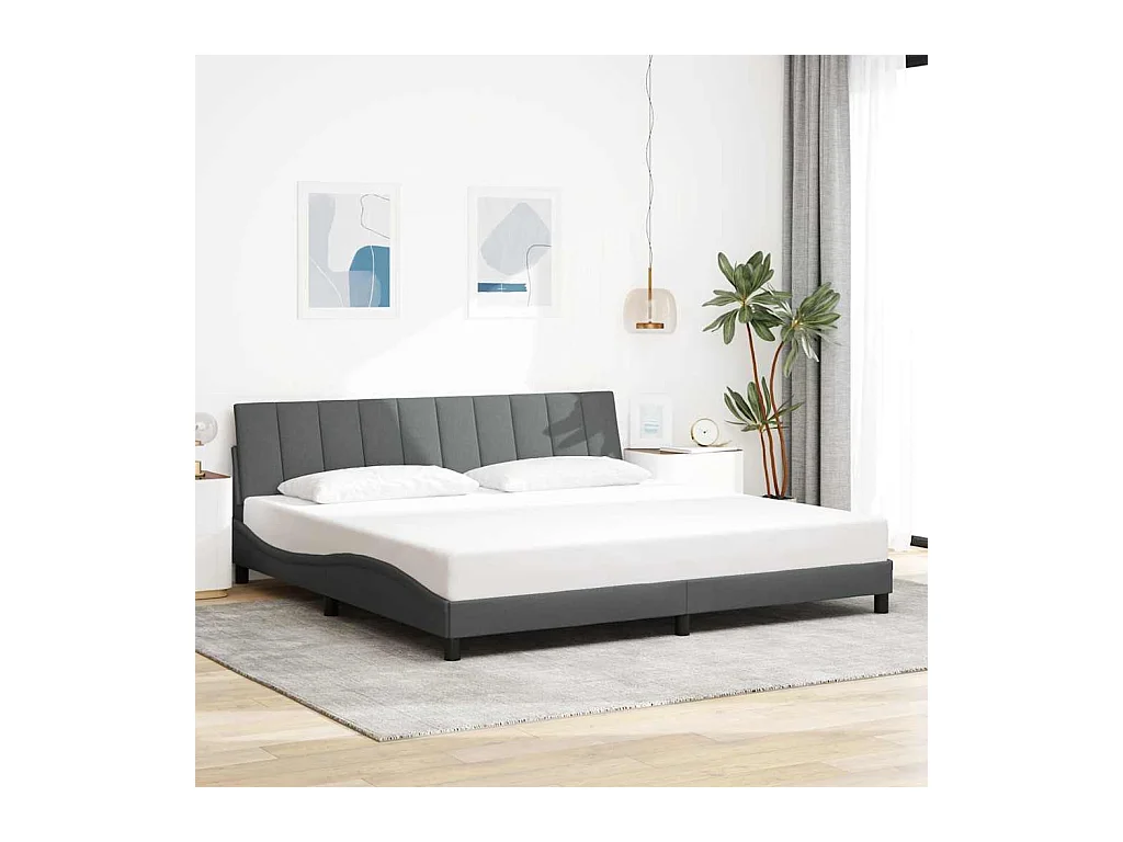 Cadre de lit sans matelas gris foncé 200x200 cm tissu