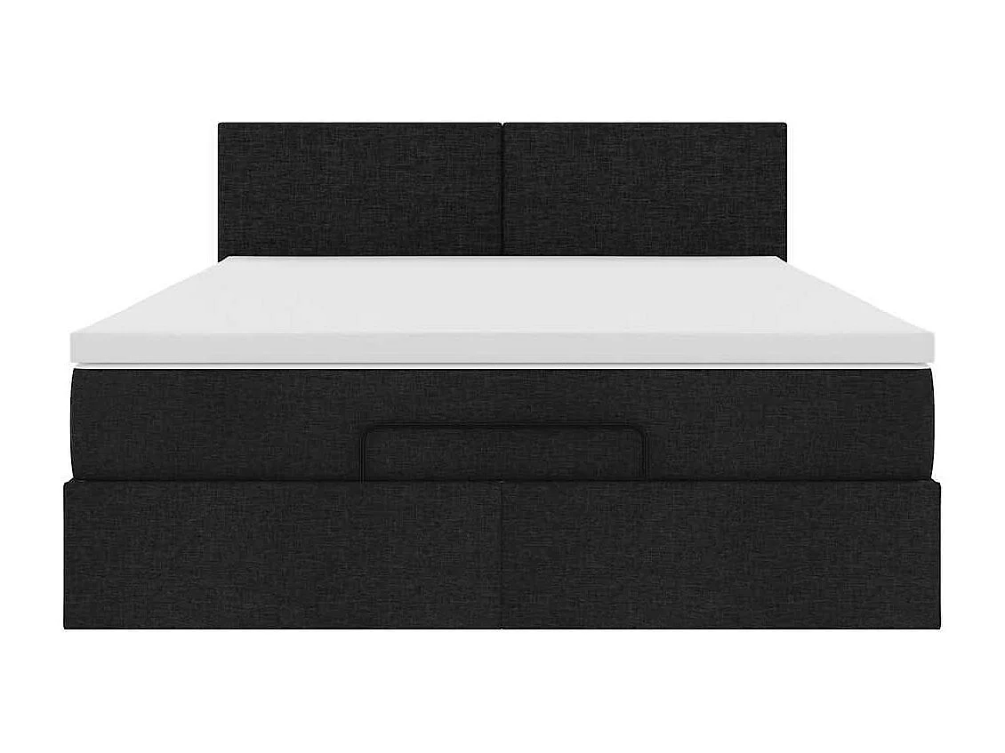 Cadre de lit ottoman avec matelas noir 140x190 cm tissu