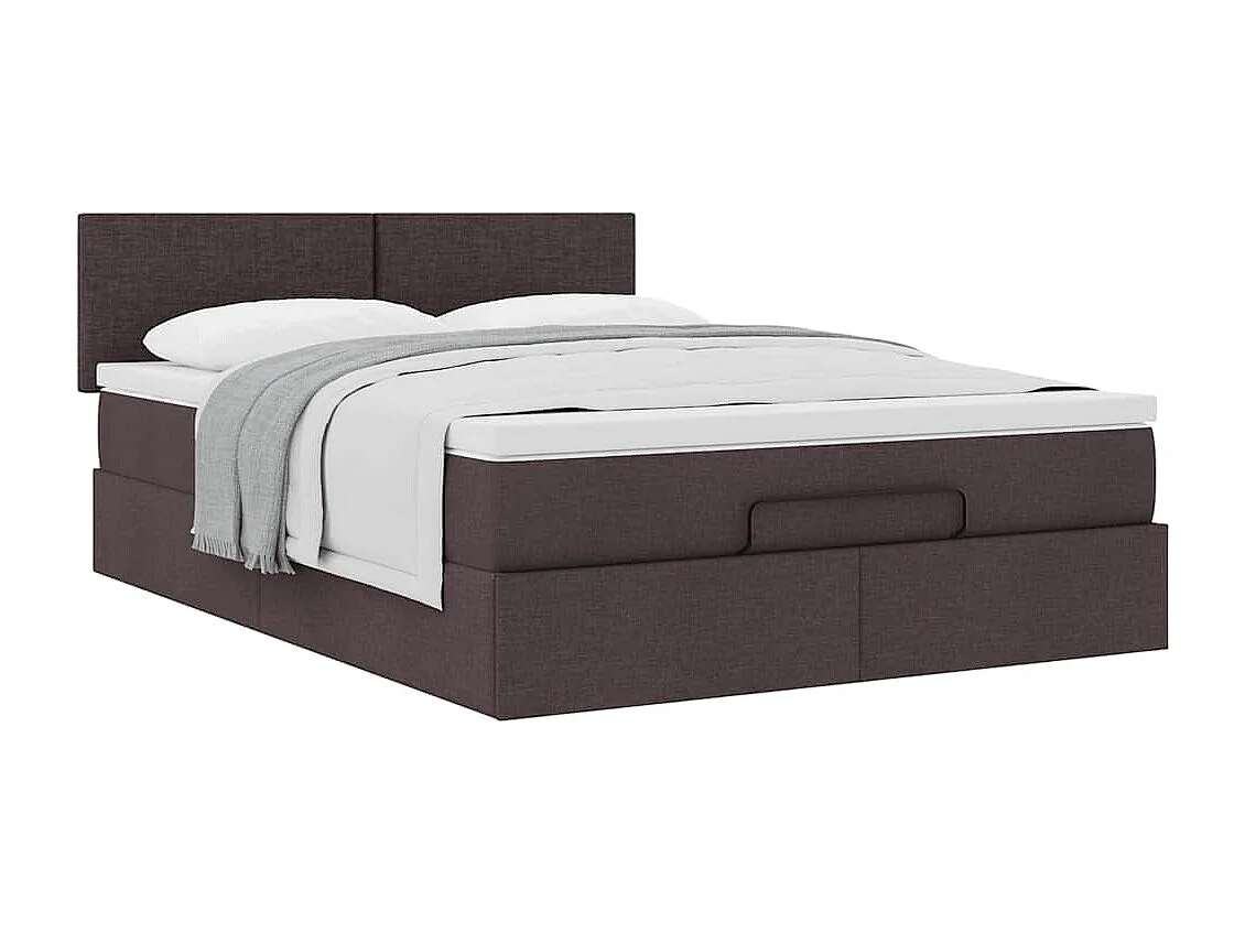Estructura cama otomana colchón tela marrón oscuro 140x190cm