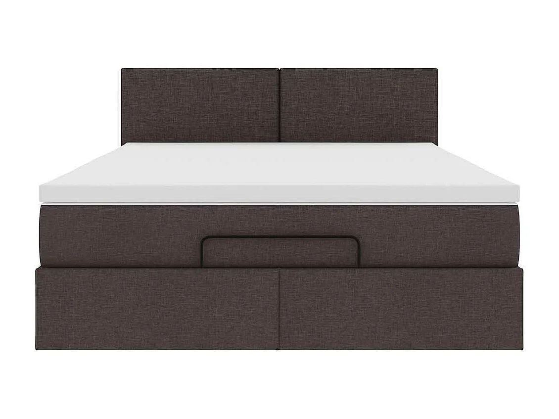 Estructura cama otomana colchón tela marrón oscuro 140x190cm