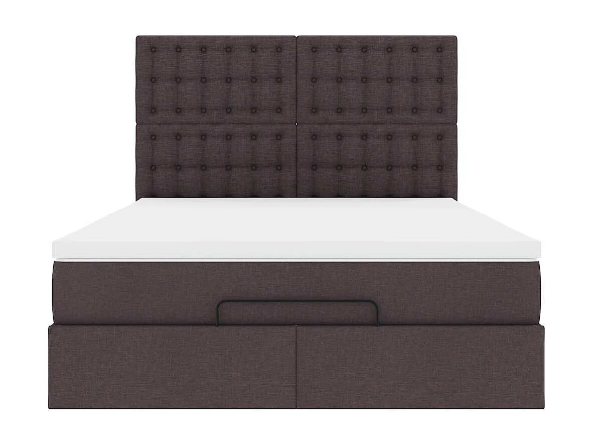 Estructura cama otomana colchón tela marrón oscuro 140x190cm