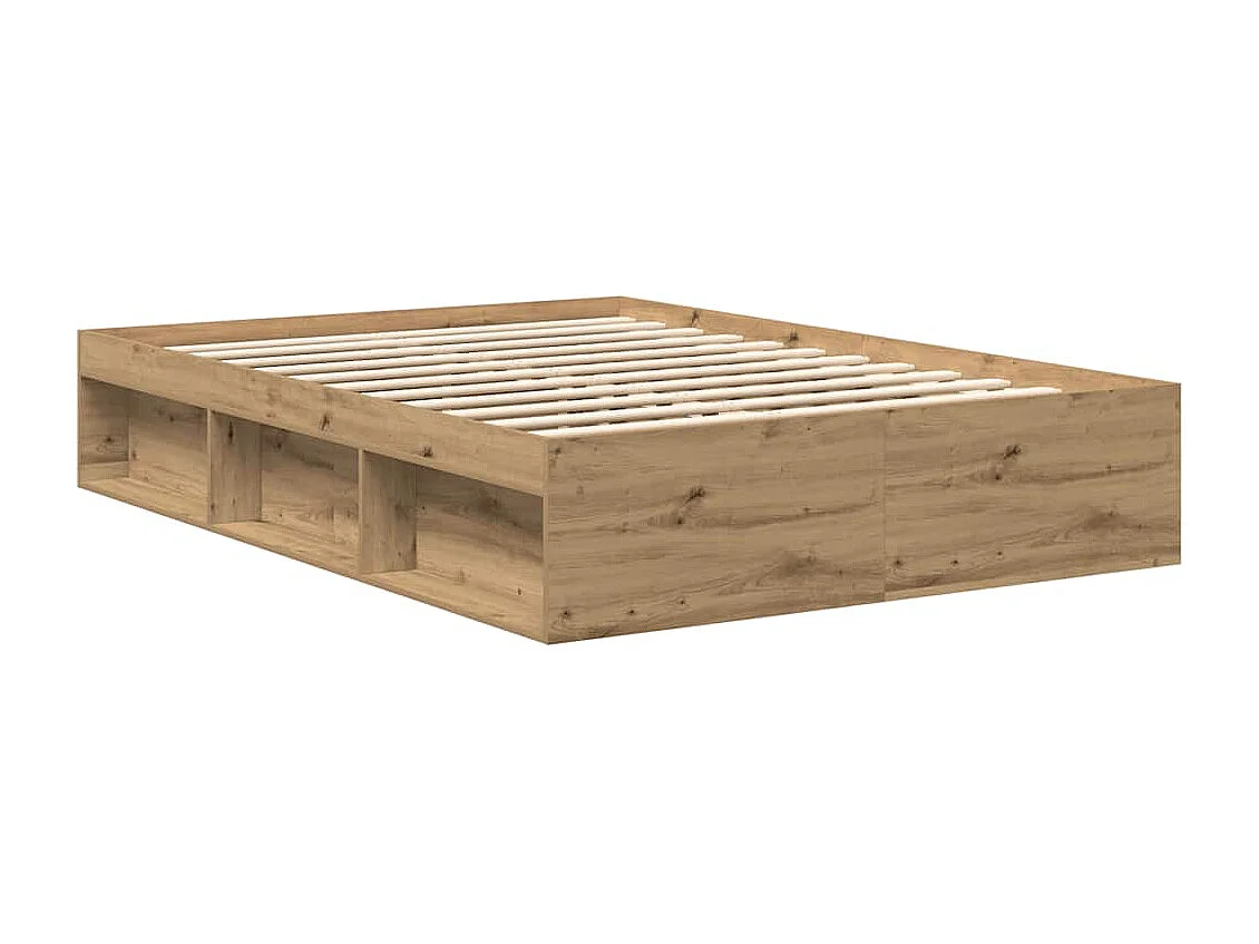 Cadre de lit sans matelas chêne artisanal 140x190 cm