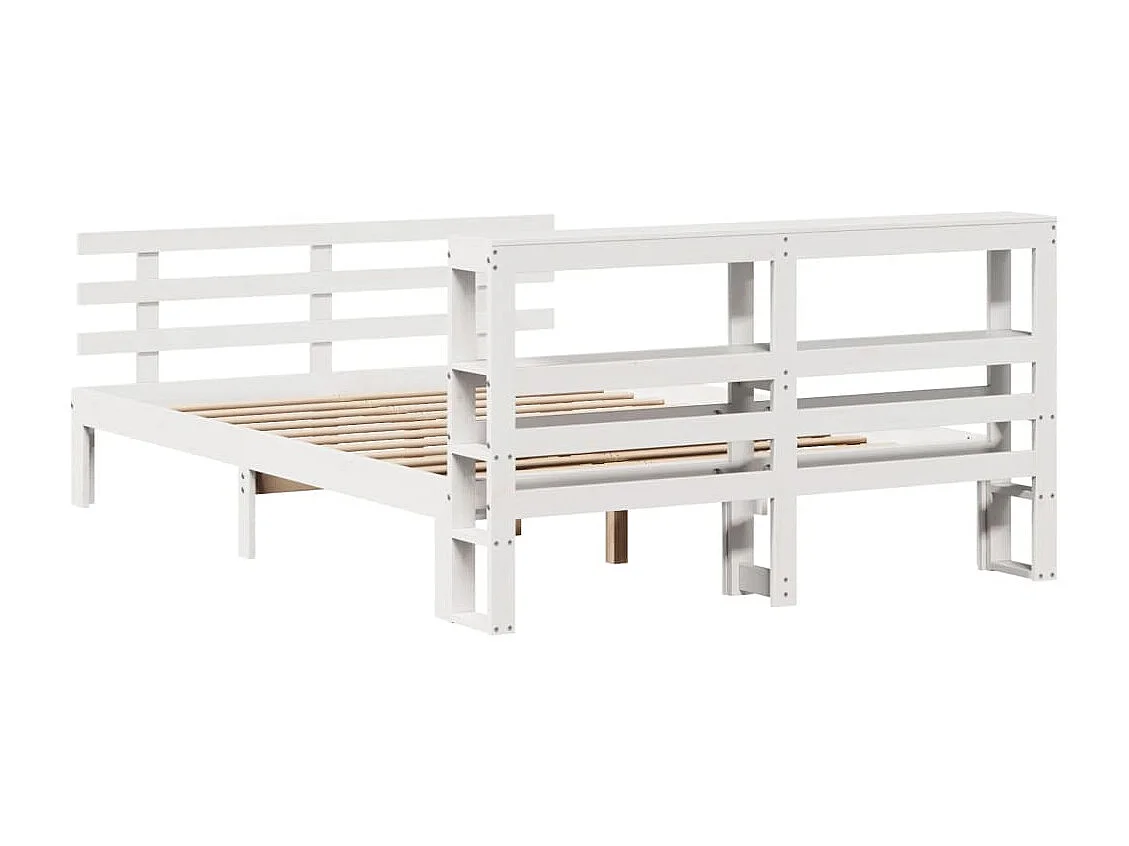 Cadre de lit avec tête de lit sans matelas blanc 140x190 cm