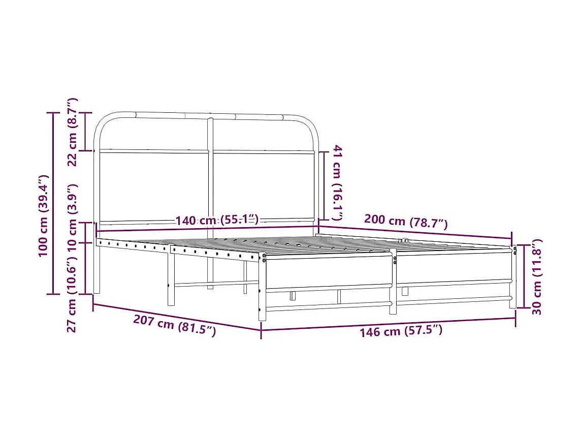Bedframe zonder matras bewerkt hout sonoma eikenkleur 140x200cm