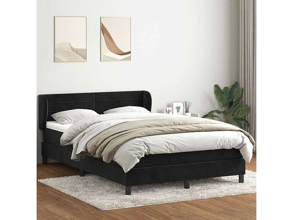 Cama com molas/colchão 140x210 cm veludo preto