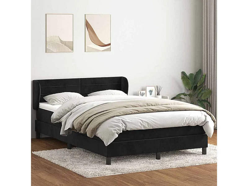 Cama com molas/colchão 140x210 cm veludo preto