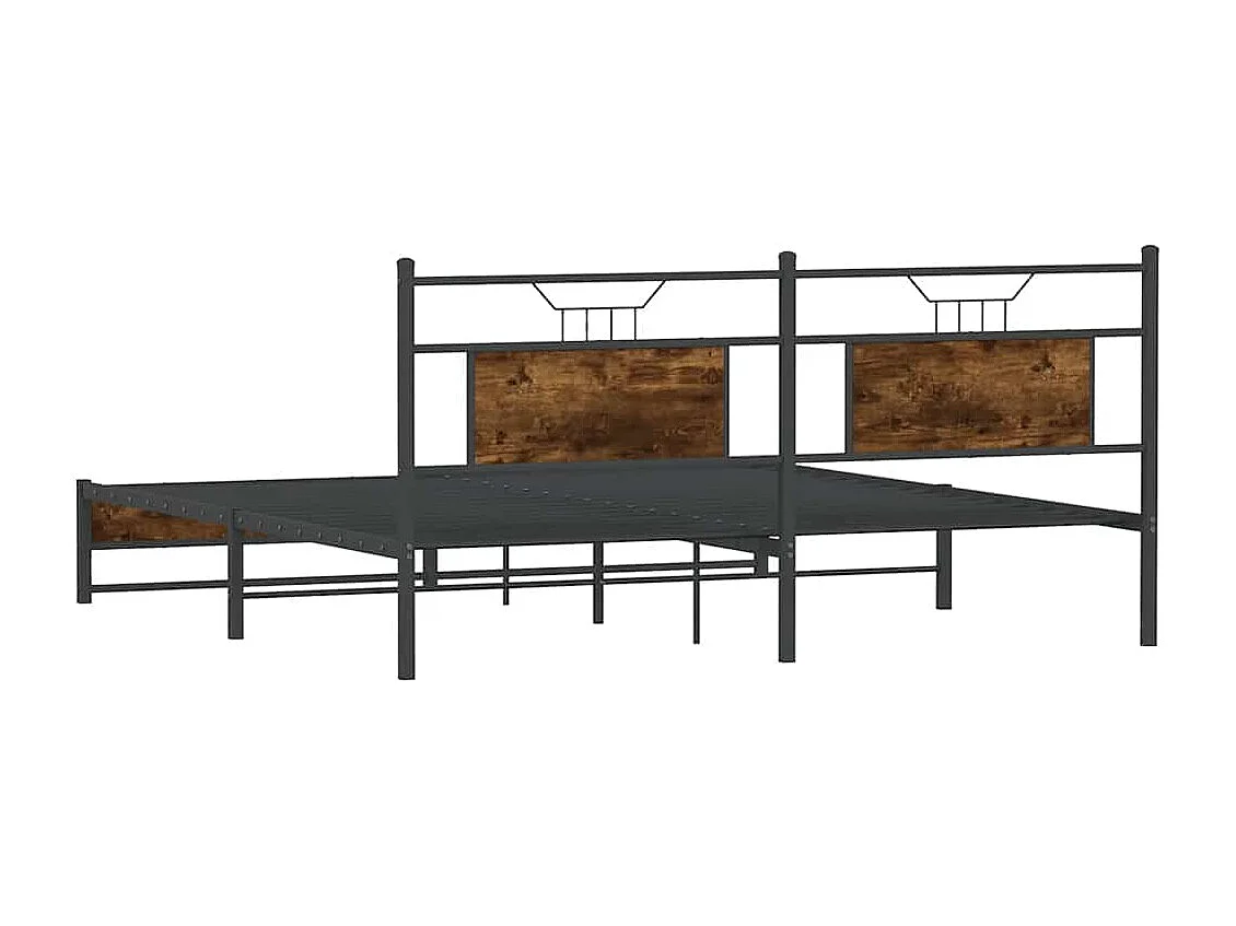 Estrutura de cama sem colchão 180x200cm metal carvalho fumado