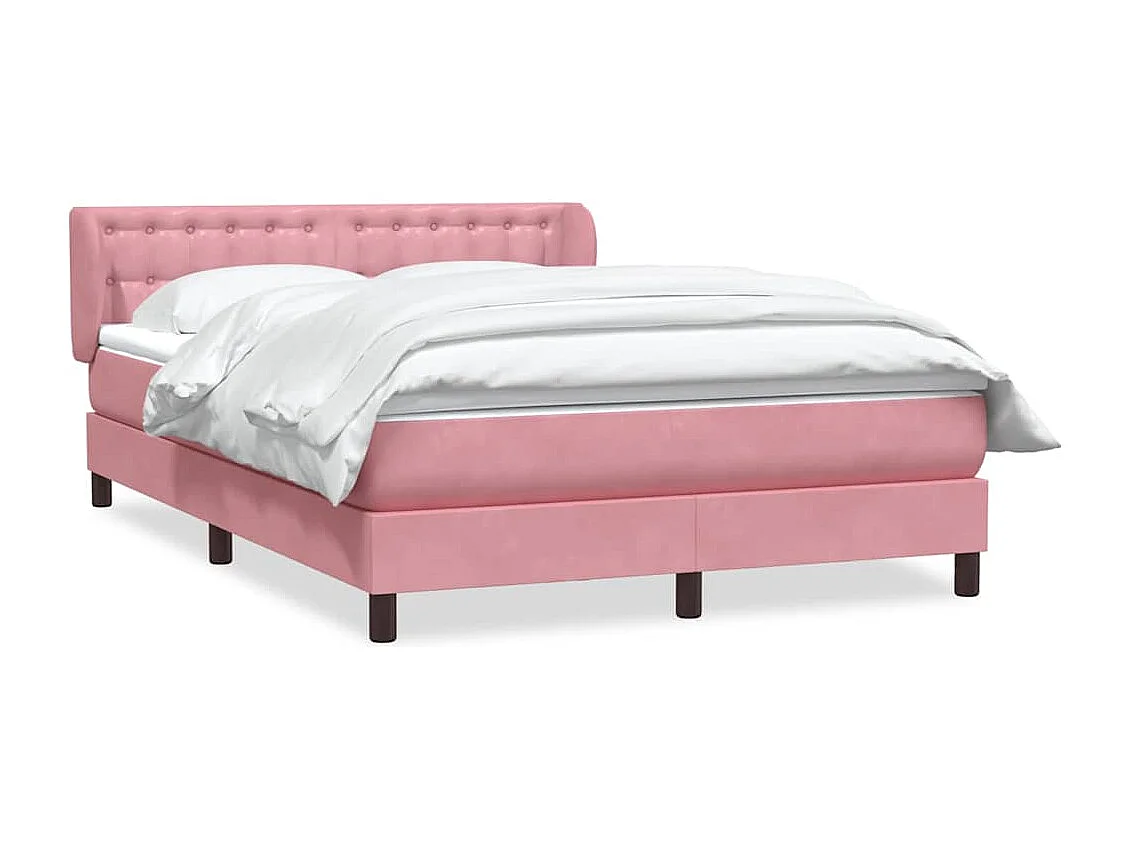 Boxspring met matras fluweel roze 140x210 cm