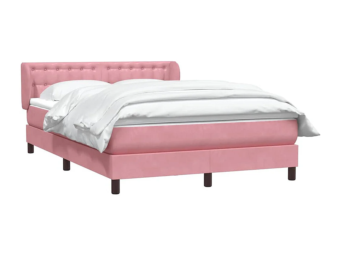Boxspring met matras fluweel roze 140x210 cm