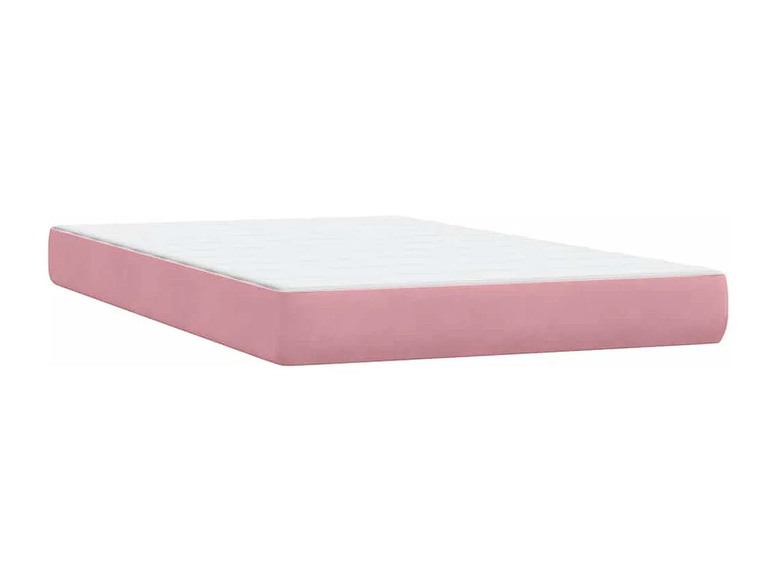 Sommier à lattes de lit avec matelas rose 120x210 cm velours