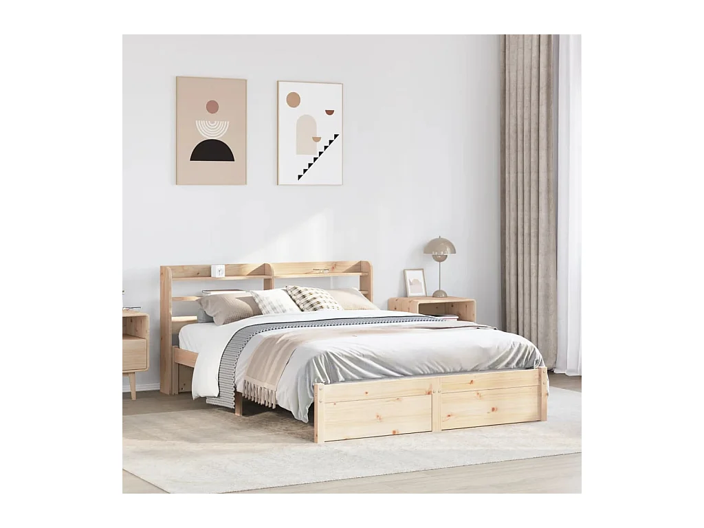 Bedframe met hoofdbord massief grenenhout 120x200 cm