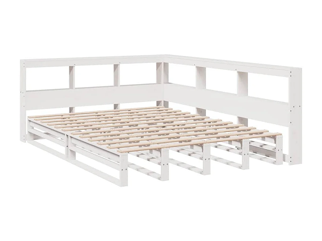 Cama com estante sem colchão 150x200 cm pinho maciço branco