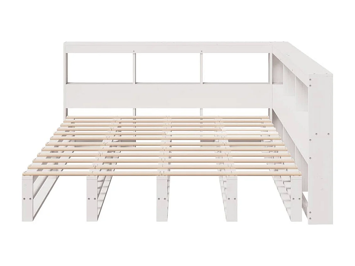Cama com estante sem colchão 150x200 cm pinho maciço branco