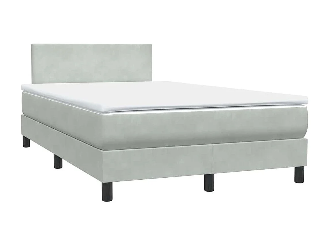 Cama boxspring com colchão 120x210 cm veludo cinzento-claro