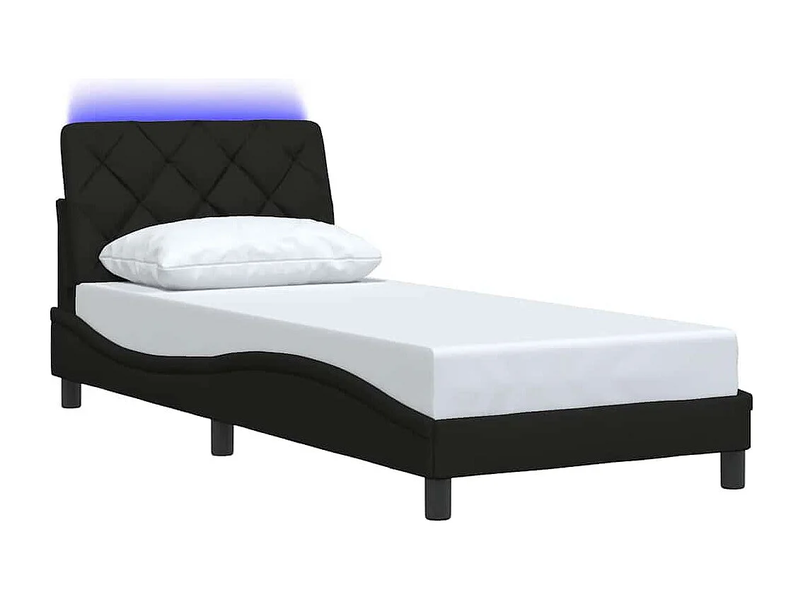 Cadre de lit avec LED sans matelas noir 80x200 cm tissu