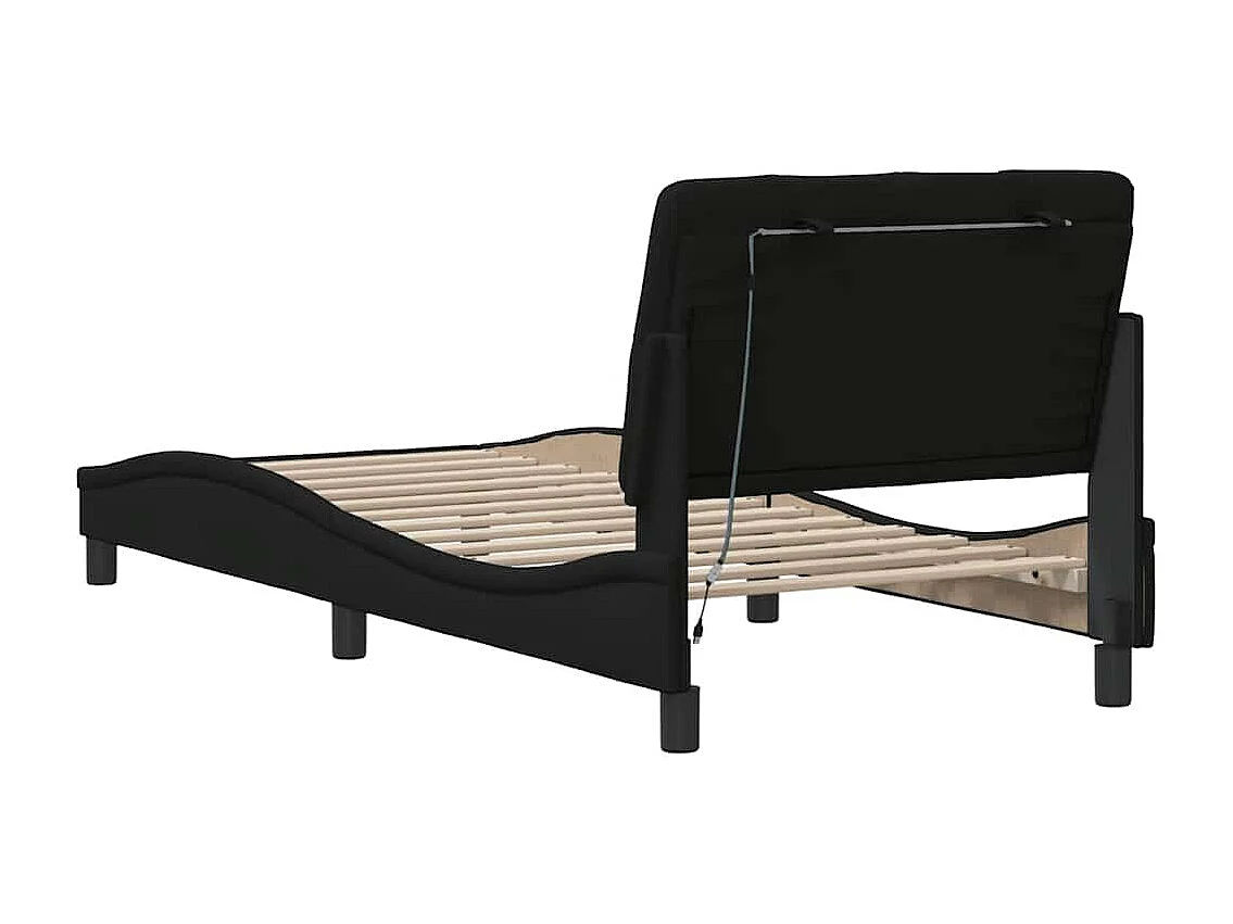 Cadre de lit avec LED sans matelas noir 80x200 cm tissu