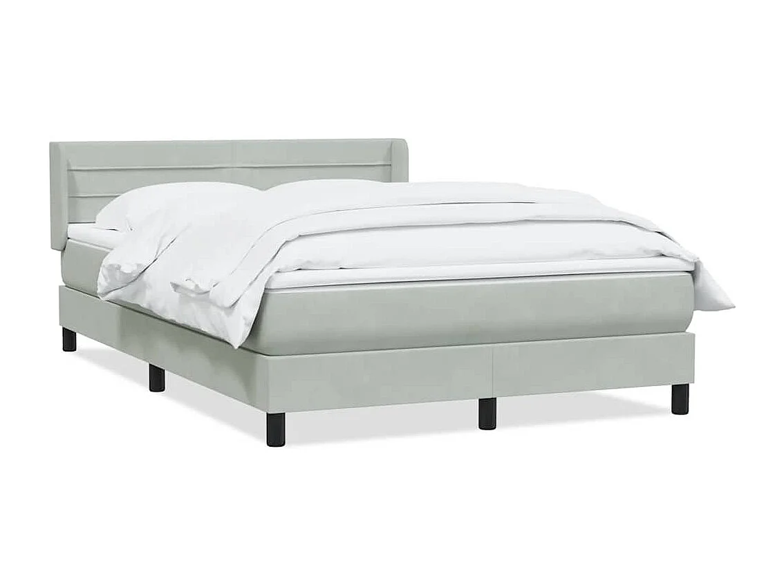 Sommier à lattes de lit et matelas gris clair 160x220cm velours