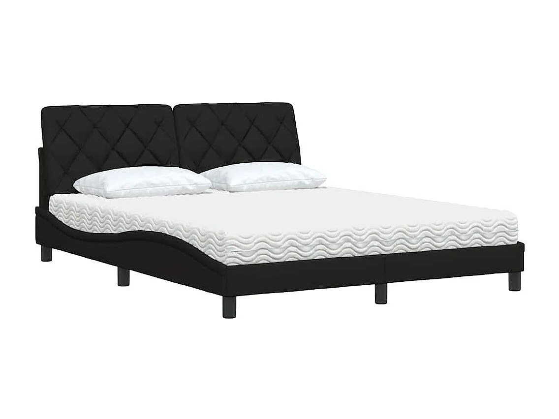 Cama con colchón de tela negro 160x200 cm