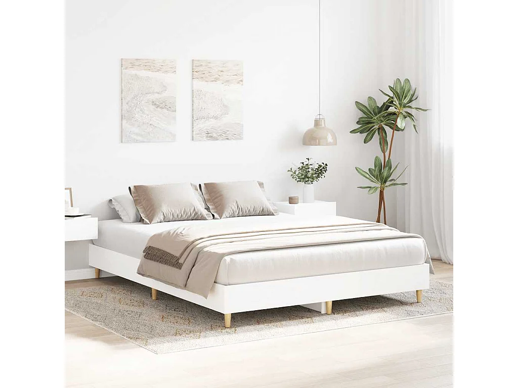 Cadre de lit sans matelas blanc 140x200 cm bois d'ingénierie