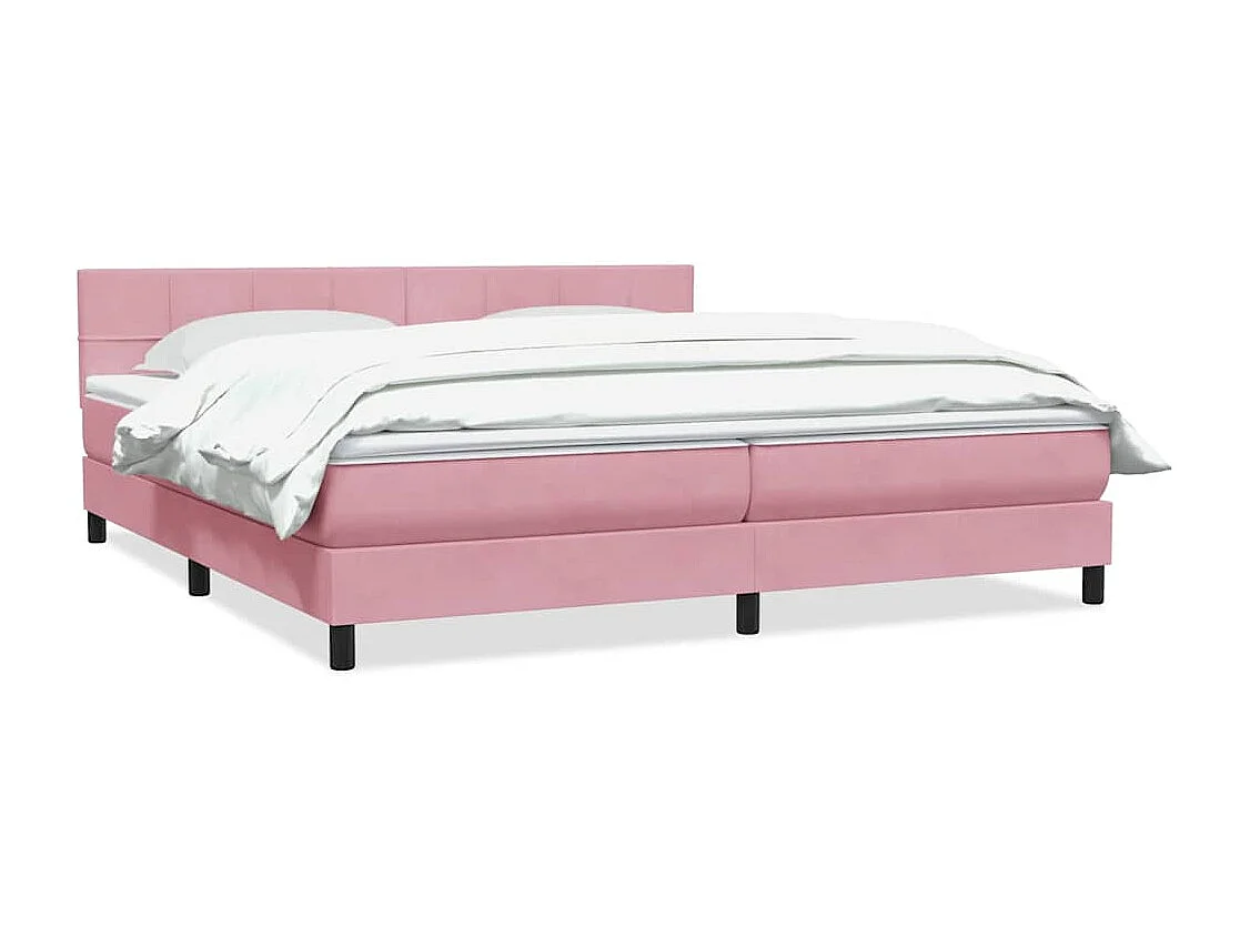 Cama box spring con colchón terciopelo rosa 180x210 cm