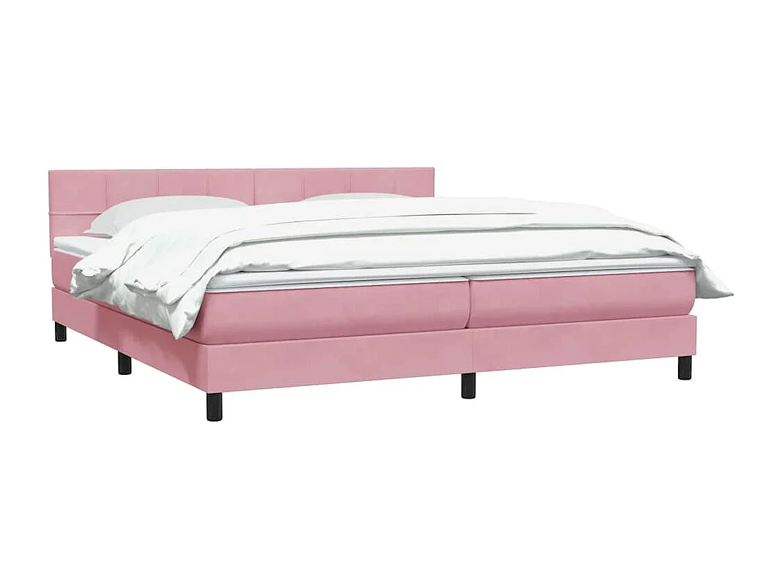 Cama box spring con colchón terciopelo rosa 180x210 cm