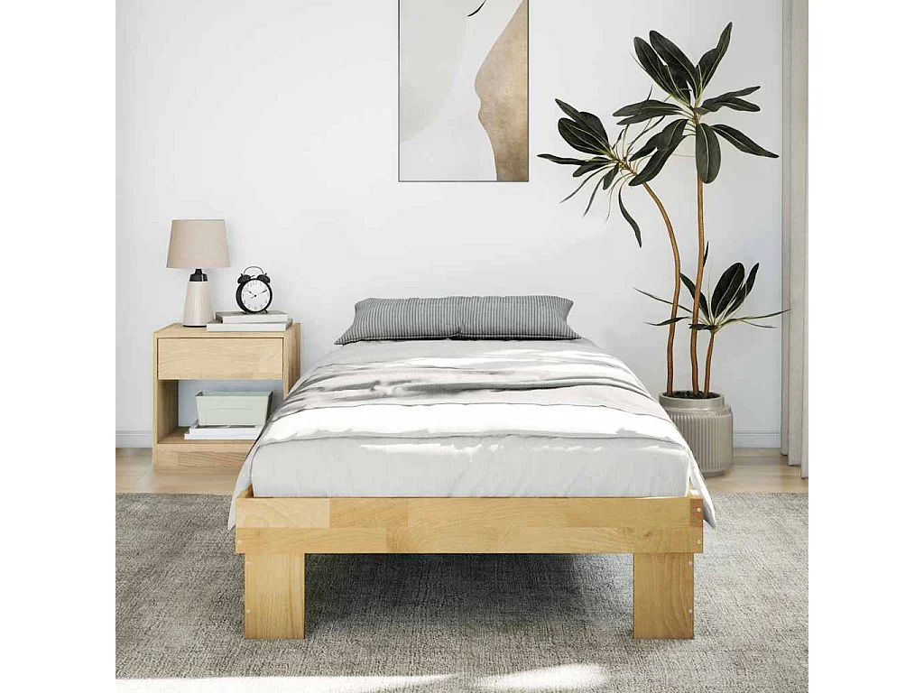 Estructura de cama sin colchón 80x200 cm madera maciza roble