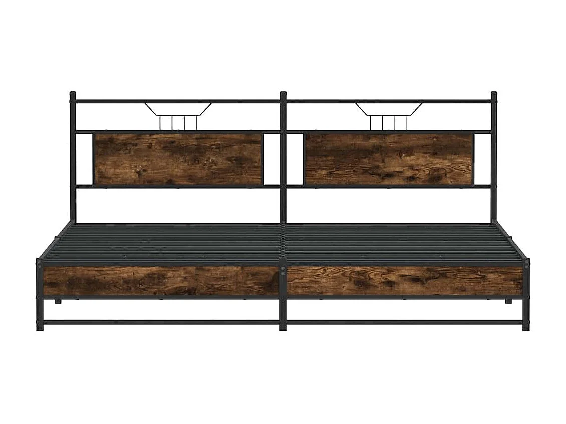 Cadre de lit en métal sans matelas chêne fumé 193x203 cm