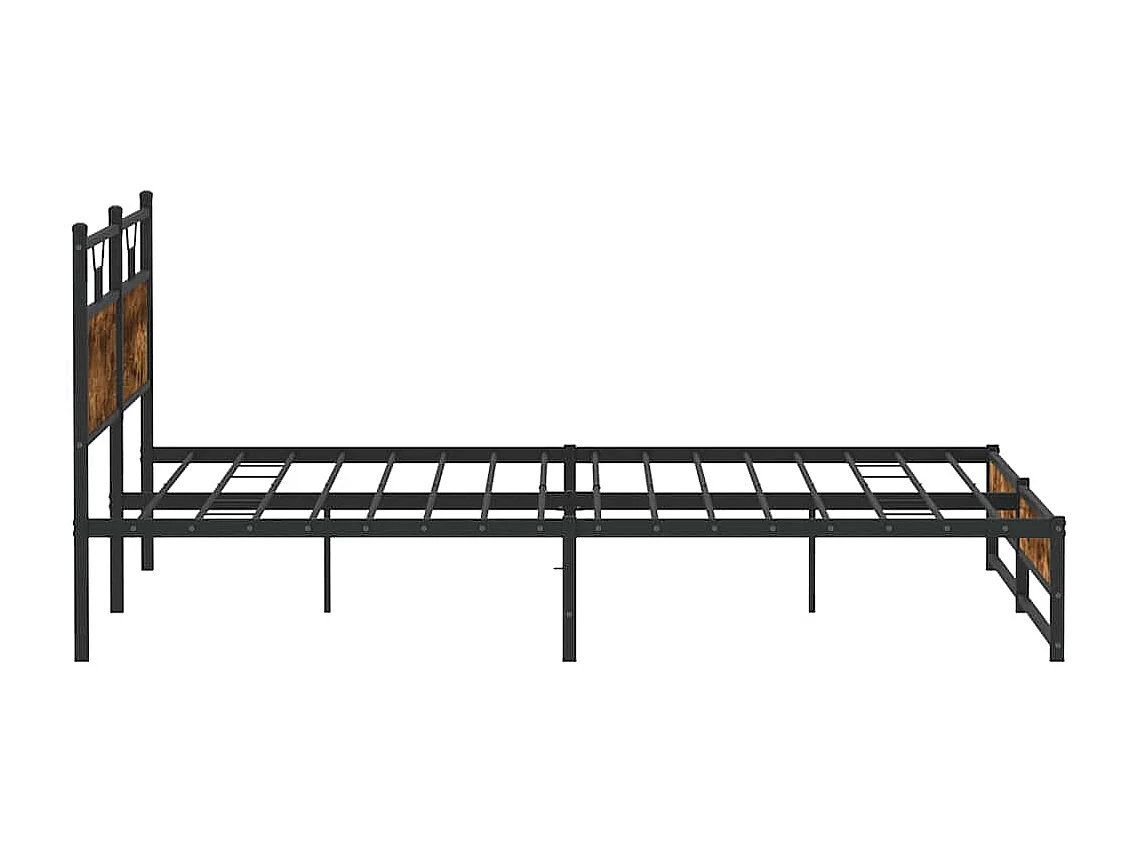 Cadre de lit en métal sans matelas chêne fumé 193x203 cm