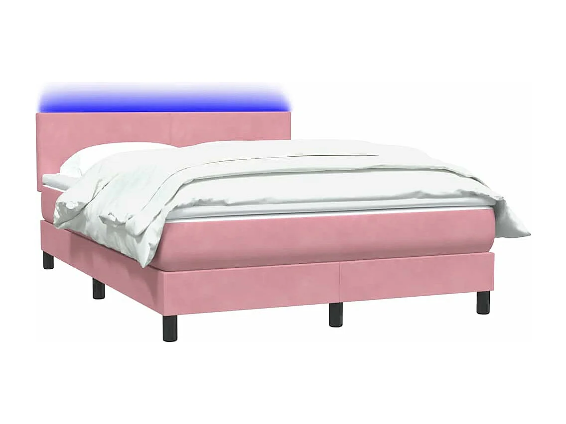 Cama box spring con colchón terciopelo rosa 140x210 cm