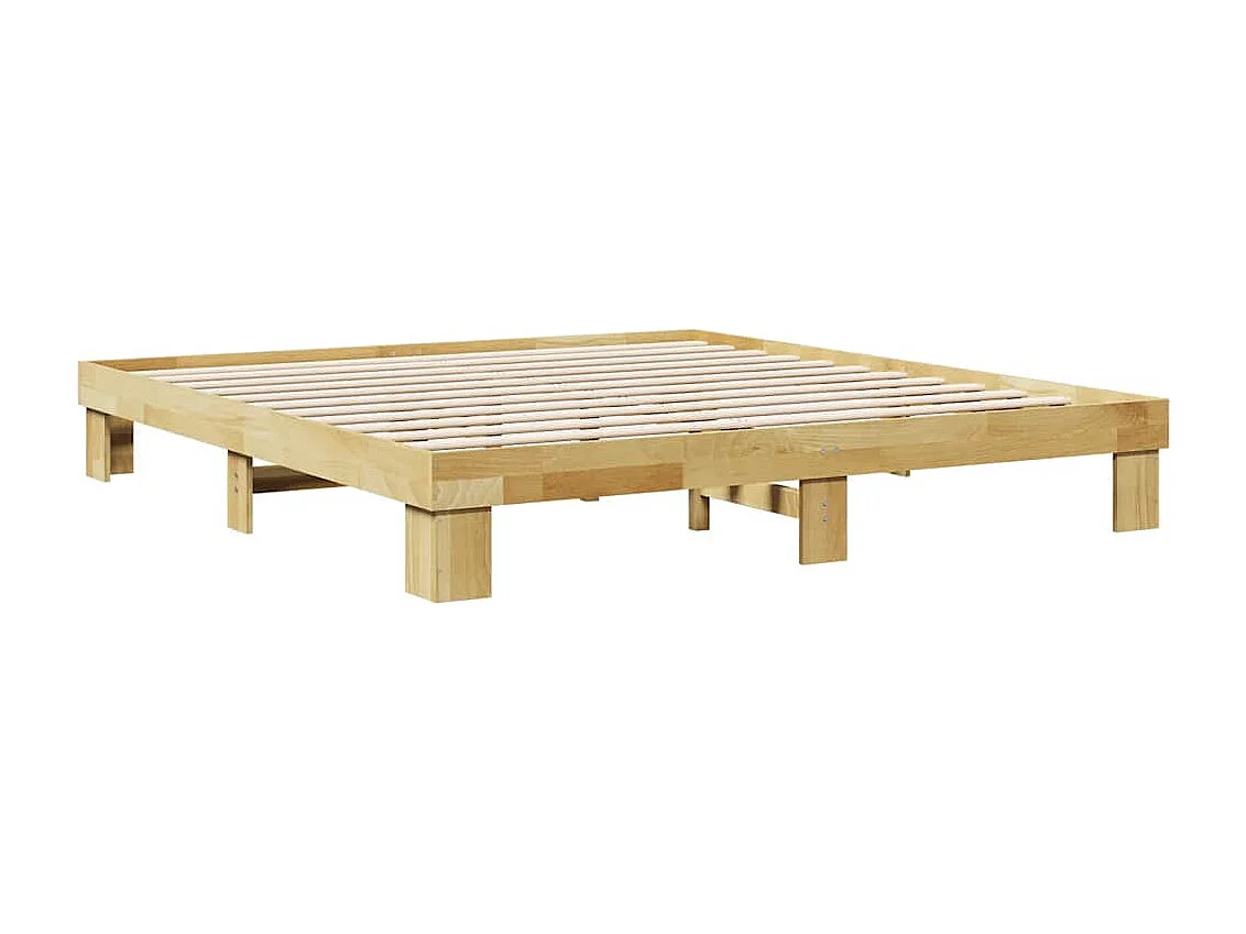 Cadre de lit sans matelas 200 x 200 cm en bois massif de chêne
