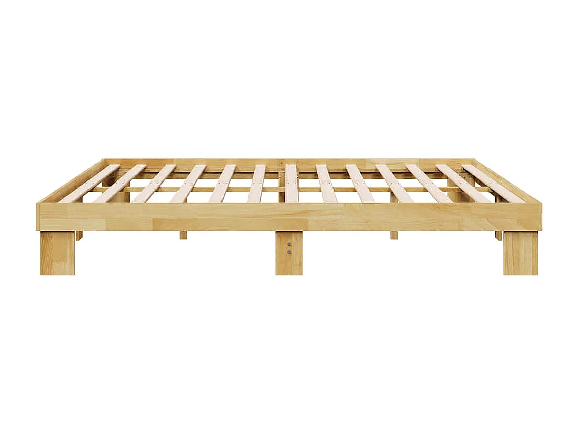 Cadre de lit sans matelas 200 x 200 cm en bois massif de chêne