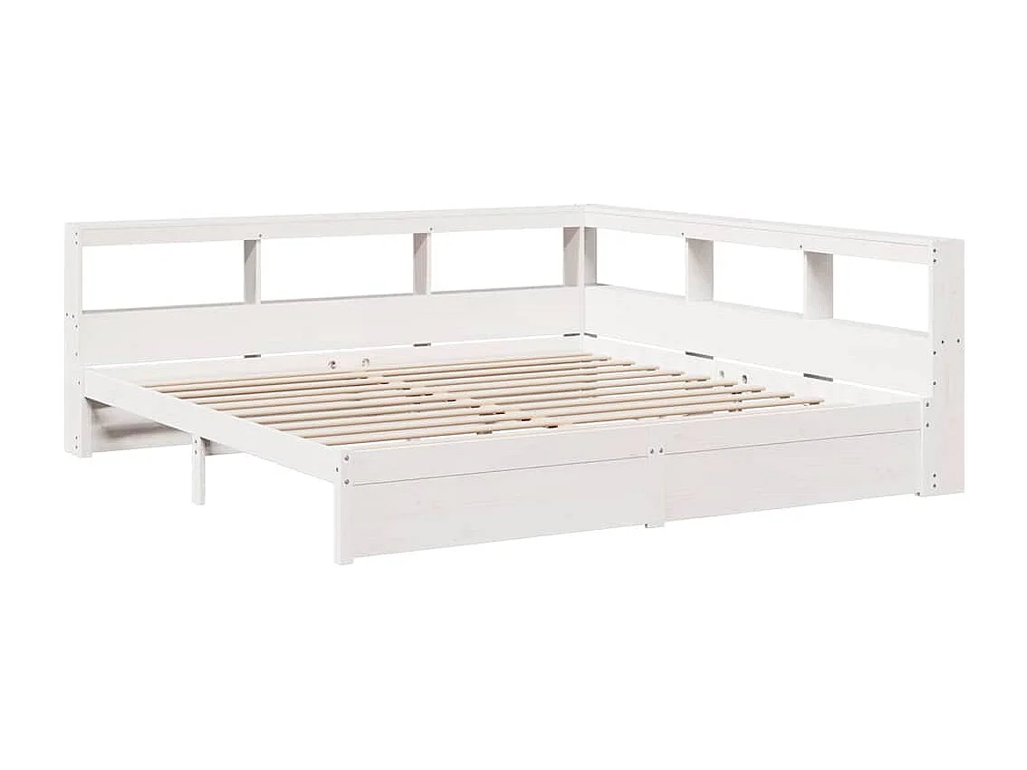 Lit bibliothèque sans matelas 160x200 cm bois massif de pin