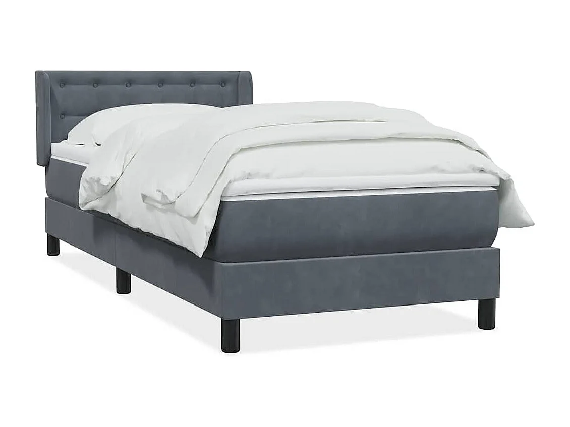 Cama com molas/colchão 90x220 cm veludo cinzento-escuro