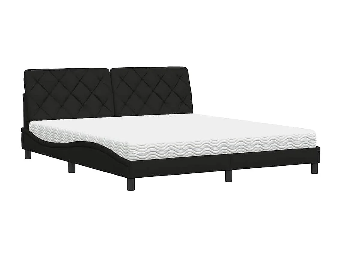 Lit avec matelas noir 180x200 cm tissu